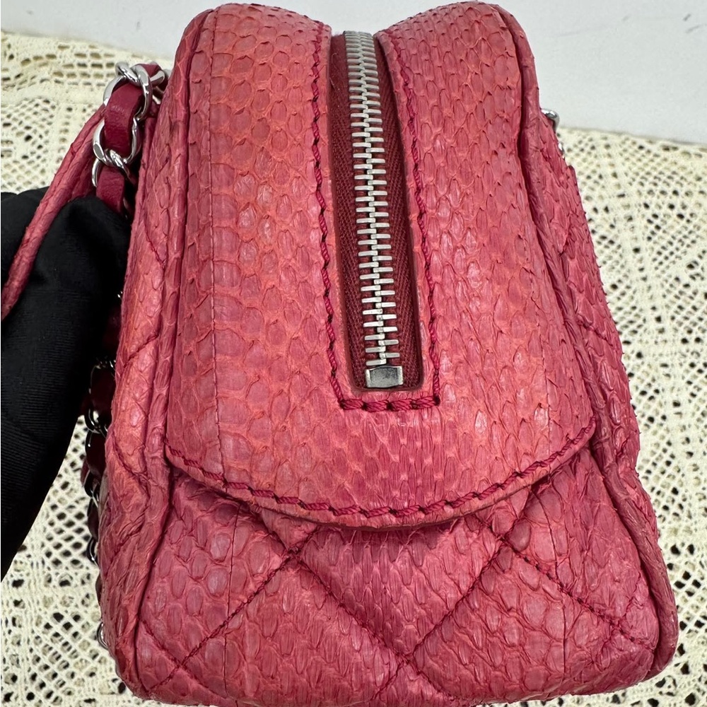 Chanel Red Python Quilted Classic Shoulder Bag - Picture 12 of 16